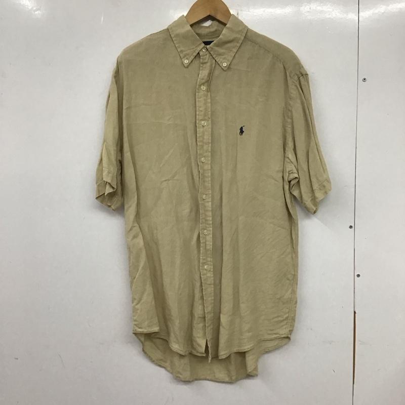 ラルフローレン RALPHLAUREN シャツ、ブラウス 半袖 半袖シャツ 無地シャツ カラーシャツ ボタンダウンシャツ M ロゴ、文字 ベージュ / ベージュ /  メンズ USED 古着 中古 10133965