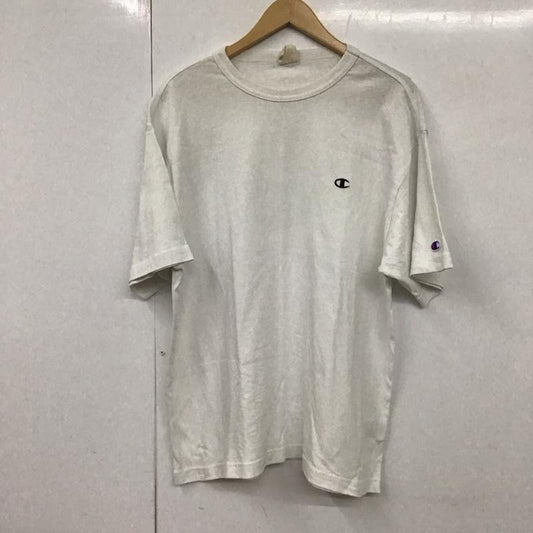 チャンピオン Champion Tシャツ 半袖 C8-V302R プリントTシャツ クルーネックカットソー L ロゴ、文字 白 / ホワイト /  メンズ USED 古着 中古 10130556