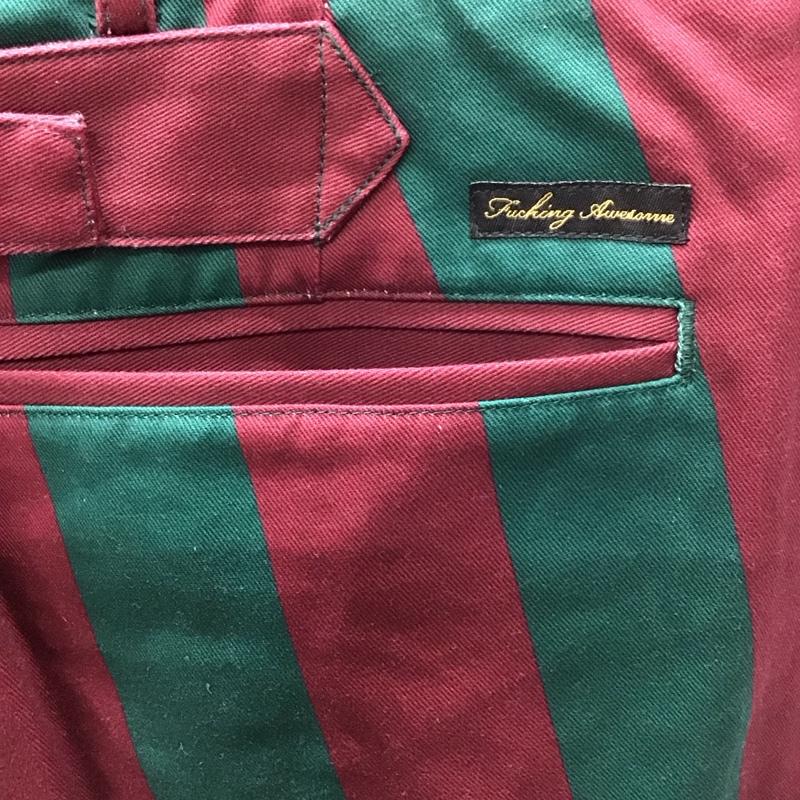 ファッキンオーサム FUCKING AWESOME パンツ スラックス カジュアルパンツ スラックス チノパン ストレートパンツ 34 ストライプ 緑 / グリーン / X えんじ / ワインレッド /  メンズ USED 古着 中古 10111675