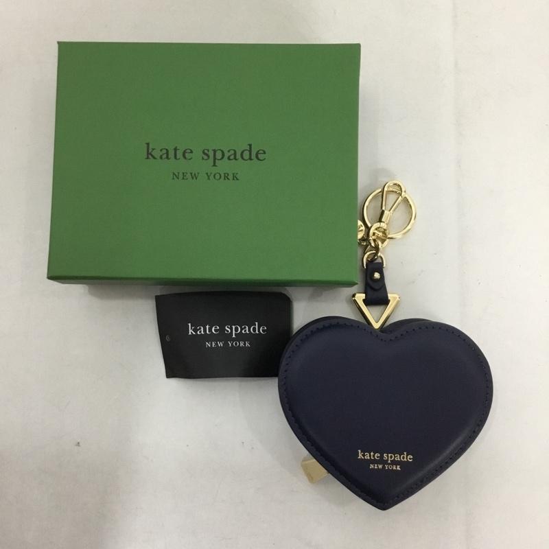 ケイトスペード Kate Spade キーホルダー キーホルダー KK753 リブ ハート コインパース バッグチャーム コインケース 箱有 ロゴ、文字 紺 / ネイビー /  レディース USED 古着 中古 10142807
