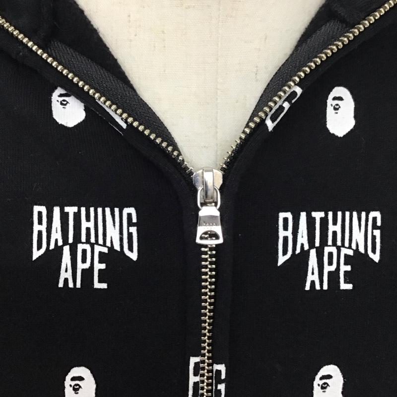 アベイシングエイプ A BATHING APE パーカー 長袖 001ZPF301014X モノグラム フルジップパーカー 裏起毛 S 総柄 黒 / ブラック / X 白 / ホワイト /  メンズ USED 古着 中古 10123669