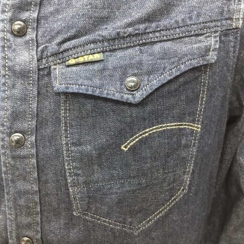 ジースターロゥ G-STAR RAW シャツ、ブラウス 長袖 83602C デニムシャツ M ロゴ、文字 インディゴ / インディゴ /  メンズ USED 古着 中古 10109253