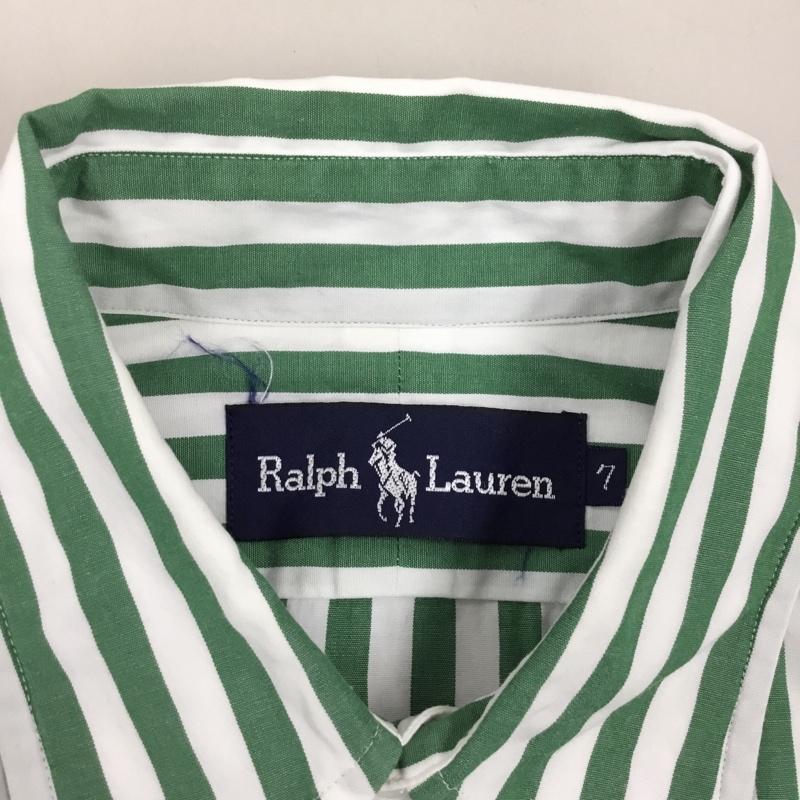 ラルフローレン RALPHLAUREN シャツ、ブラウス 長袖 長袖シャツ カラーシャツ ポケットシャツ 長袖カットソー ストライプシャツ 7 ストライプ 白 / ホワイト / X 緑 / グリーン /  メンズ USED 古着 中古 10121674