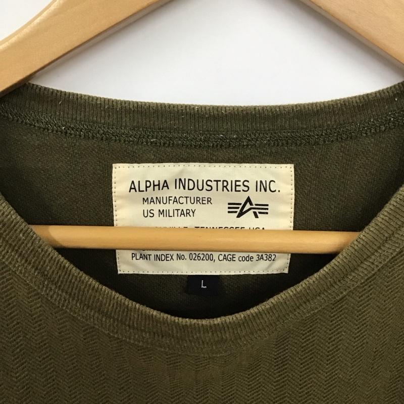 アルファインダストリー Alpha Industries Tシャツ 半袖 半袖カットソー プリントTシャツ クルーネックカットソー L ロゴ、文字 カーキ / カーキ /  メンズ USED 古着 中古 10131625