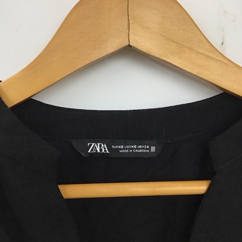 ザラ ZARA シャツ、ブラウス 長袖 長袖シャツ ノーカラーシャツ 刺繍シャツ XS 刺繍 黒 / ブラック /  レディース USED 古着 中古 10136784