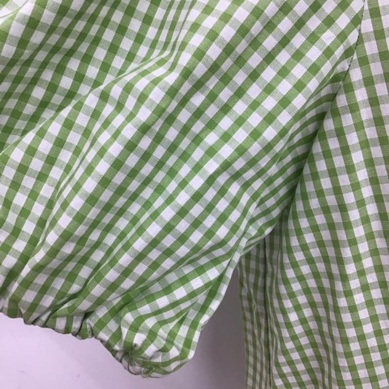 ザラ ZARA シャツ、ブラウス 半袖 3537 683 131 ピーターパンカラーシャツ ショートパフスリーブ キルティング襟 タグ付き S チェック 薄緑 / ライトグリーン / X 白 / ホワイト /  レディース USED 古着 中古 10107976