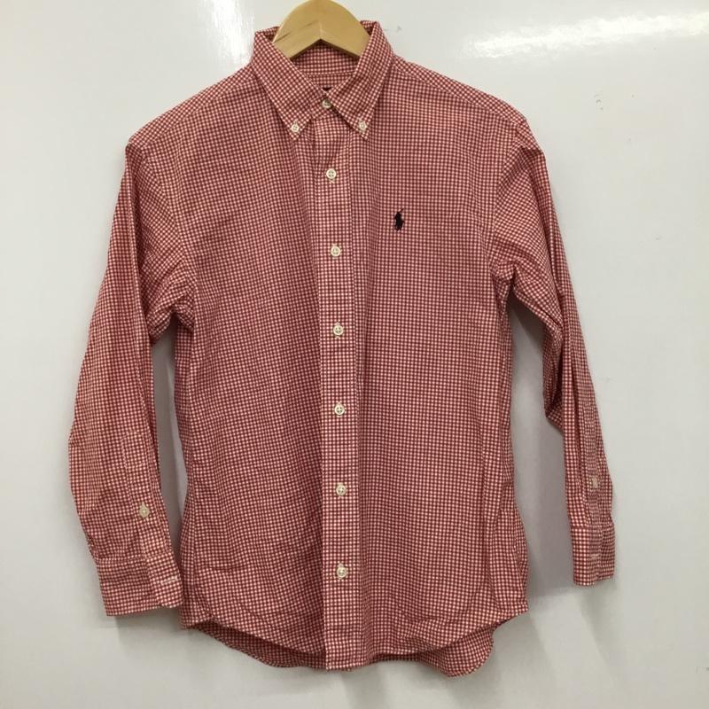 ラルフローレン RALPHLAUREN シャツ、ブラウス 長袖 長袖シャツ チェックシャツ カラーシャツ 長袖カットソー 150cm ロゴ、文字 白 / ホワイト / X 赤 / レッド /  ボーイズ USED 古着 中古 10116539