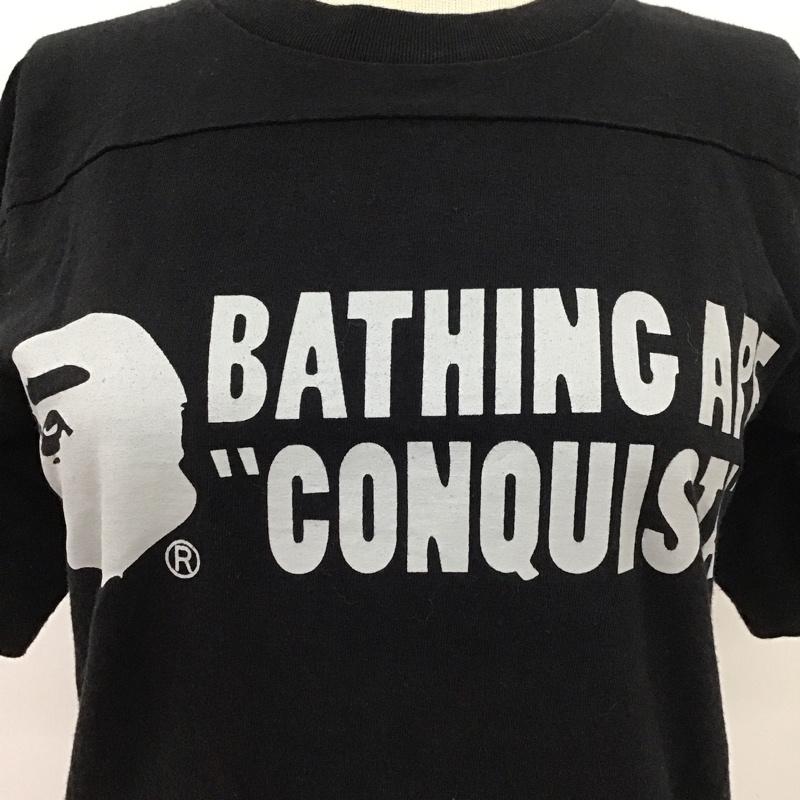 アベイシングエイプ A BATHING APE Tシャツ 半袖 クルーネック XS ロゴ、文字 黒 / ブラック /  メンズ USED 古着 中古 10113030
