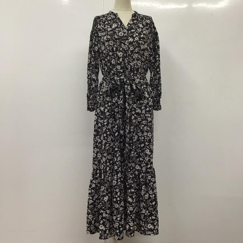 グリーンレーベルリラクシング green label relaxing ワンピース ロングスカート 3626-199-1859 KF P ナシジFLW PRT 前開き 花柄 黒 / ブラック /  レディース USED 古着 中古 10108339