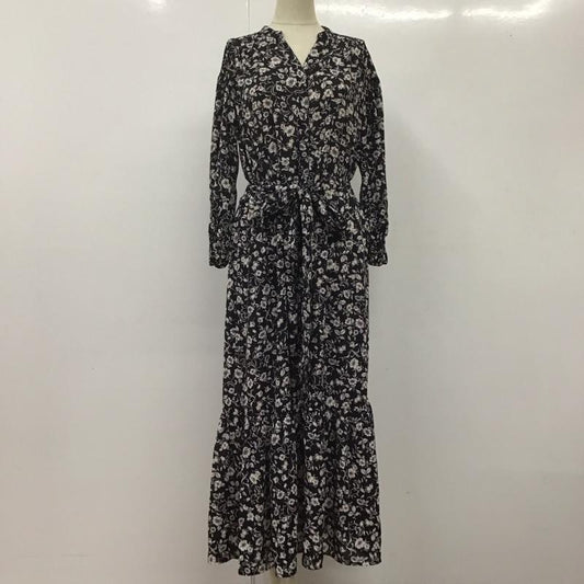 グリーンレーベルリラクシング green label relaxing ワンピース ロングスカート 3626-199-1859 KF P ナシジFLW PRT 前開き 花柄 黒 / ブラック /  レディース USED 古着 中古 10108339