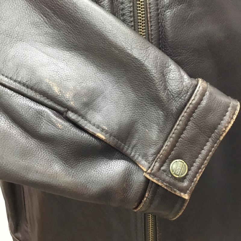 ゲス Guess ジャケット、上着 ジャケット、ブレザー ジップアップジャケット ジャンパー ジャケット カジュアルジャケット アウター XL 無地 茶 / ブラウン /  メンズ USED 古着 中古 10120304