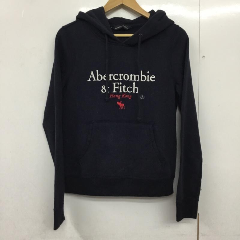 アバクロンビーアンドフィッチ ABERCROMBIE&FITCH パーカー 長袖 裏起毛 プルオーバー S ロゴ、文字 紺 / ネイビー /  レディース USED 古着 中古 10144665