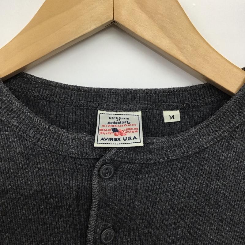 アヴィレックス AVIREX カットソー 長袖 ヘンリーネック M 無地 灰 / グレー /  メンズ USED 古着 中古 10145636