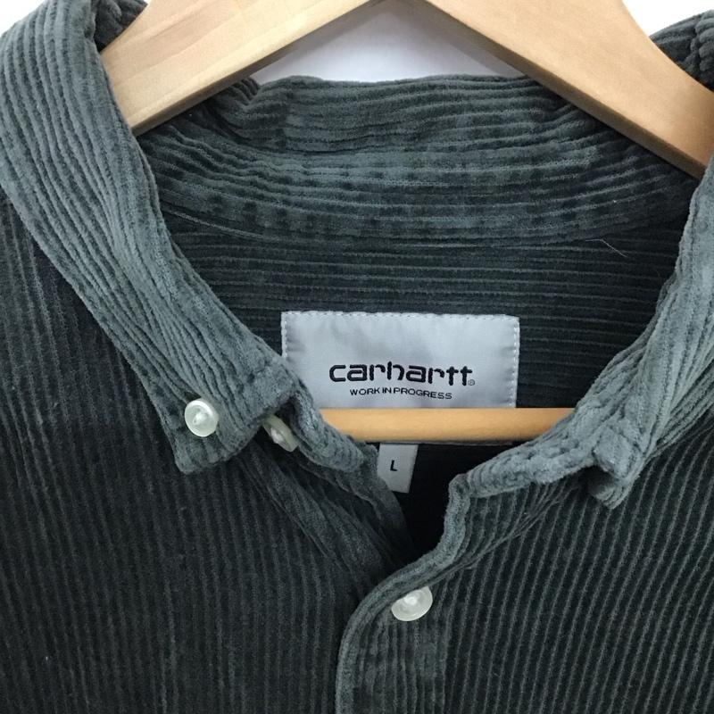 カーハート Carhartt シャツ、ブラウス 長袖 長袖シャツ コーデュロイシャツ カジュアルシャツ L ロゴ、文字 カーキ / カーキ / X 緑 / グリーン /  メンズ USED 古着 中古 10149203