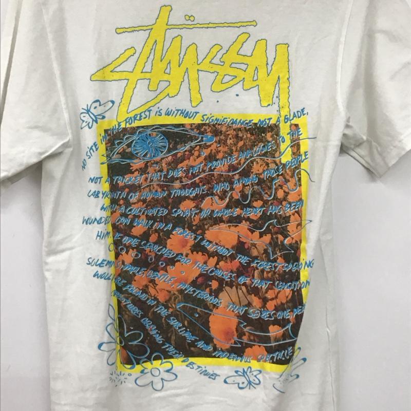 ステューシー STUSSY Tシャツ 半袖 半袖カットソー プリントTシャツ クルーネックカットソー S プリント 白 / ホワイト /  メンズ USED 古着 中古 10136251