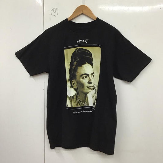 アウェーク AWAKE Tシャツ 半袖 半袖カットソー プリントTシャツ クルーネックカットソー M プリント 黒 / ブラック /  メンズ USED 古着 中古 10130073