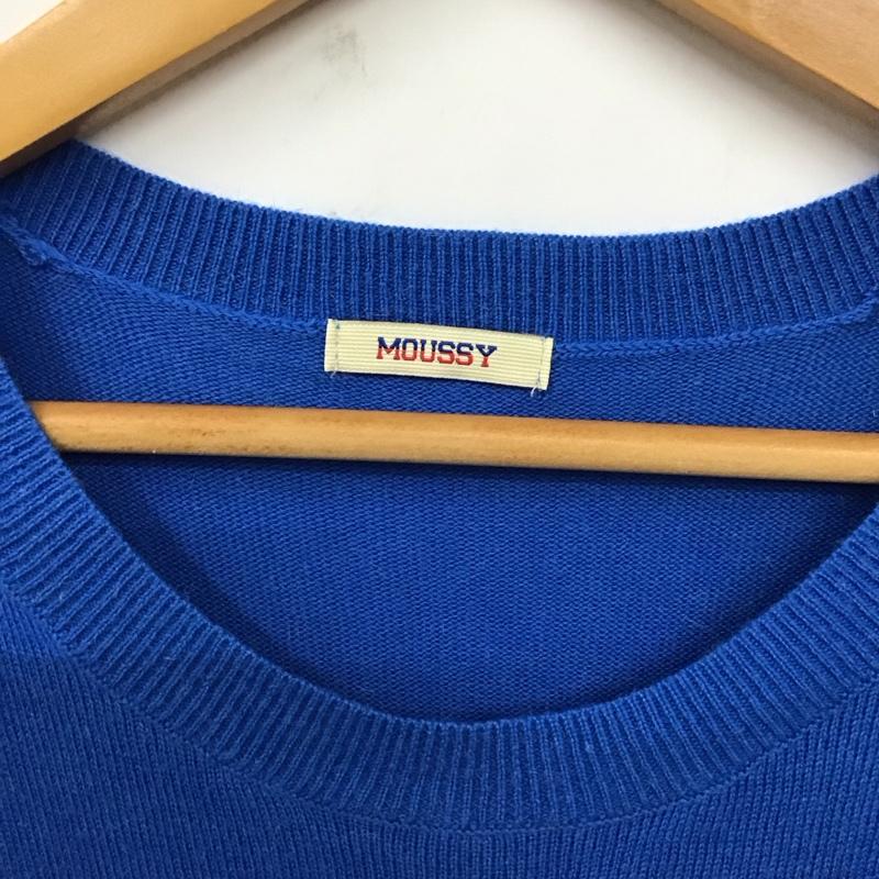 マウジー MOUSSY ワンピース ロングスカート 長袖ニットワンピース クルーネック FREE 無地 青 / ブルー /  レディース USED 古着 中古 10117910