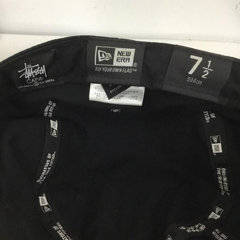 ステューシー STUSSY 帽子 キャップ NEW ERA コットン ワークキャップ ロゴ、文字 黒 / ブラック /  メンズ USED 古着 中古 10148444