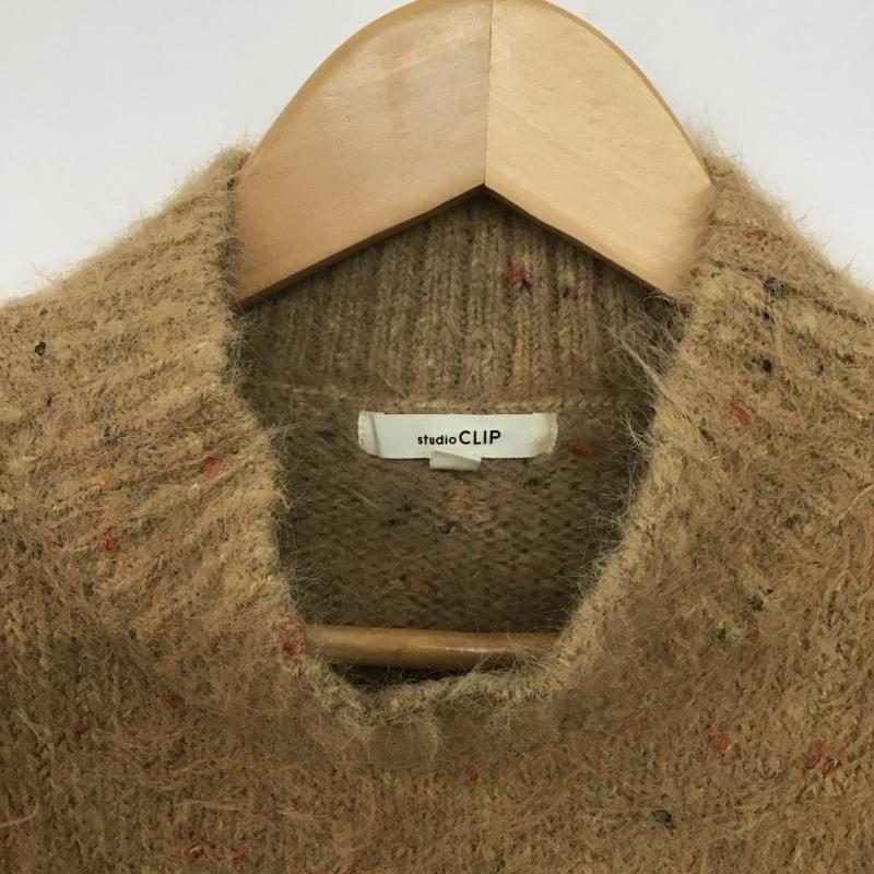 スタディオクリップ studio CLIP ニット、セーター 長袖 長袖ニットカットソー モヘアニット セーター L 総柄 ベージュ / ベージュ /  レディース USED 古着 中古 10145120