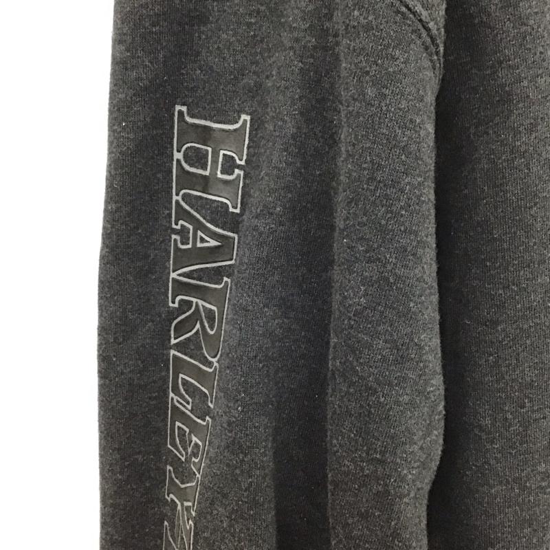 ハーレーダビッドソン Harley-Davidson パーカー 長袖 99035-08VM ジップアップ ドクロ スカル 裏起毛 L ロゴ、文字 ダークグレー / ダークグレー /  メンズ USED 古着 中古 10111873