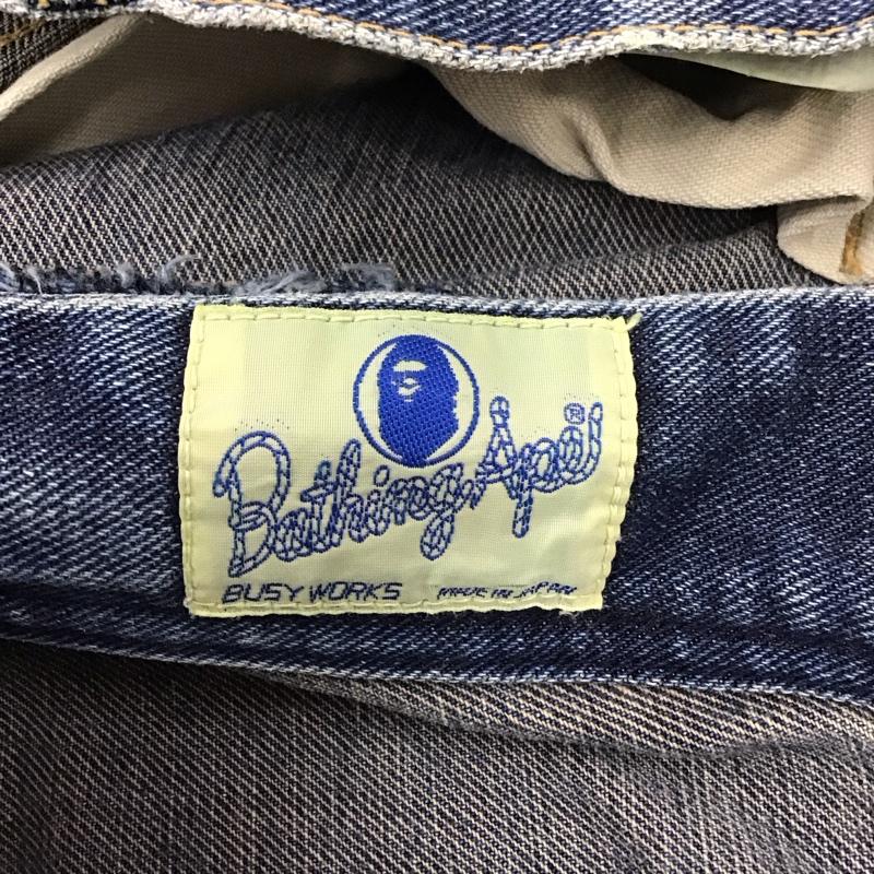 アベイシングエイプ A BATHING APE パンツ デニム、ジーンズ デニムパンツ ストレートパンツ スリムパンツ カジュアルパンツ S 無地 インディゴ / インディゴ /  メンズ USED 古着 中古 10111698