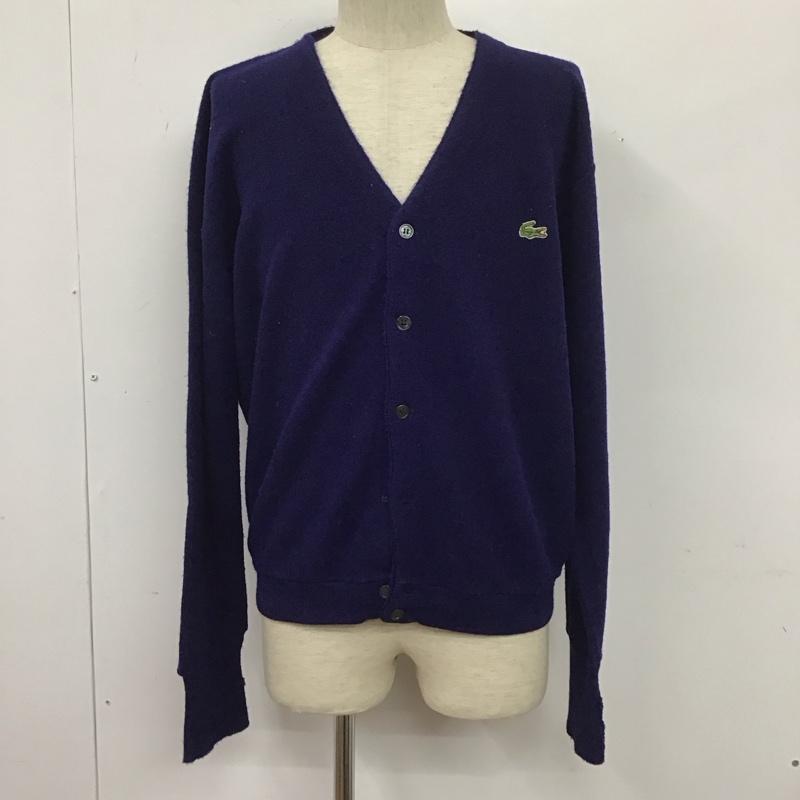 ラコステ LACOSTE カーディガン 長袖 長袖カーディガン 長袖カットソー ノーカラージャケット 前開カーディガン ロゴ、文字 紺 / ネイビー /  メンズ USED 古着 中古 10124774