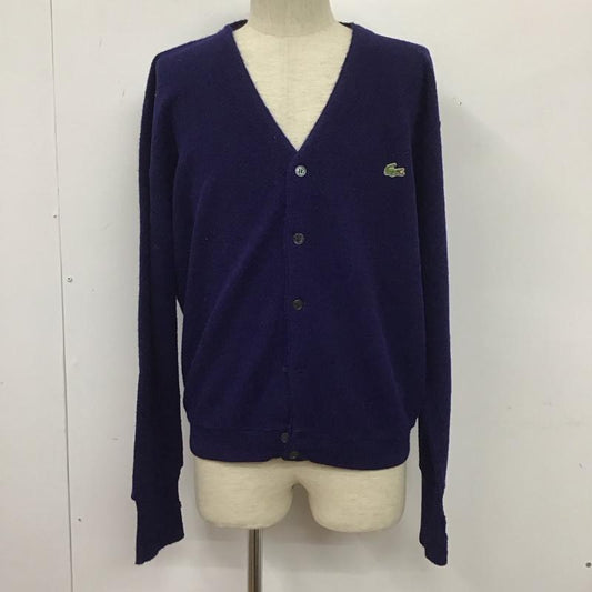 ラコステ LACOSTE カーディガン 長袖 長袖カーディガン 長袖カットソー ノーカラージャケット 前開カーディガン ロゴ、文字 紺 / ネイビー /  メンズ USED 古着 中古 10124774