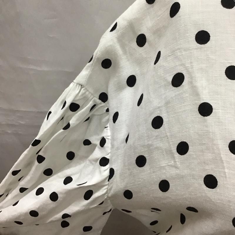 ザラウーマン ZARA WOMAN カットソー 七分袖 4886 046 251 リネン リボン XS ドット 白 / ホワイト / X 黒 / ブラック /  レディース USED 古着 中古 10116947