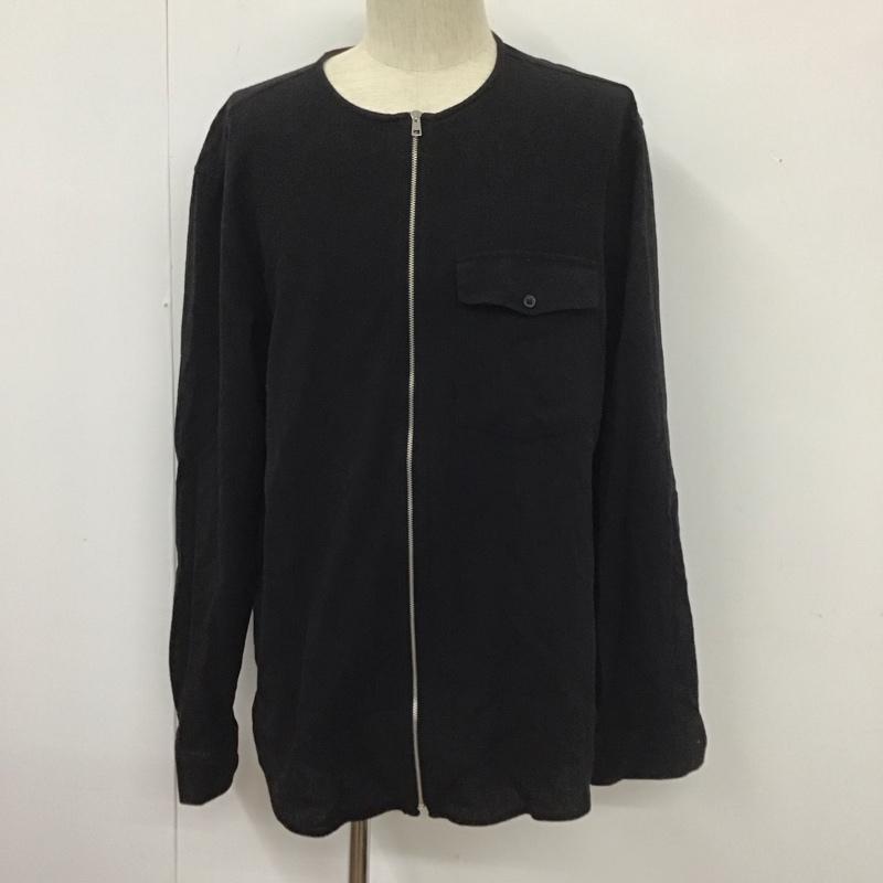 ザラメン ZARA MAN シャツ、ブラウス 長袖 ジップアップシャツジャケット ノーカラーシャツ カジュアルシャツ L 無地 黒 / ブラック /  メンズ USED 古着 中古 10110430