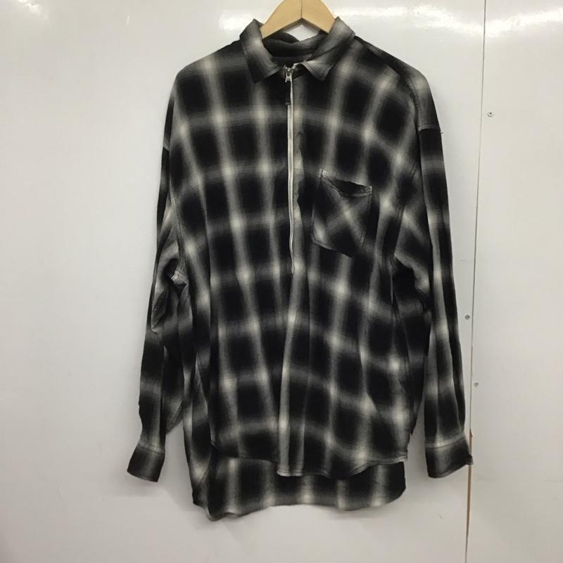 ヒンソン HINSON シャツ、ブラウス 長袖 長袖シャツ チェックシャツ カラーシャツ ジップアップシャツ M チェック 黒 / ブラック / X 白 / ホワイト / X 灰 / グレー /  メンズ USED 古着 中古 10148960