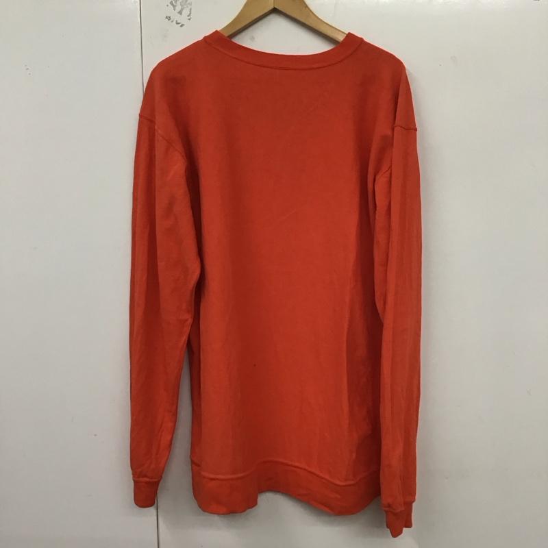 チャンピオン Champion カットソー 長袖 c3-t411 リバースウィーブRロングスリーブTシャツ 長袖カットソー クルーネック XL ロゴ、文字 橙 / オレンジ /  メンズ USED 古着 中古 10130069