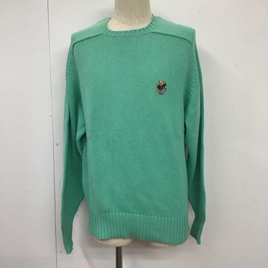ポロバイラルフローレン Polo by RALPH LAUREN ニット、セーター 長袖 コットンニット クルーネック ポロベア M ワンポイント 薄緑 / ライトグリーン /  メンズ USED 古着 中古 10109549