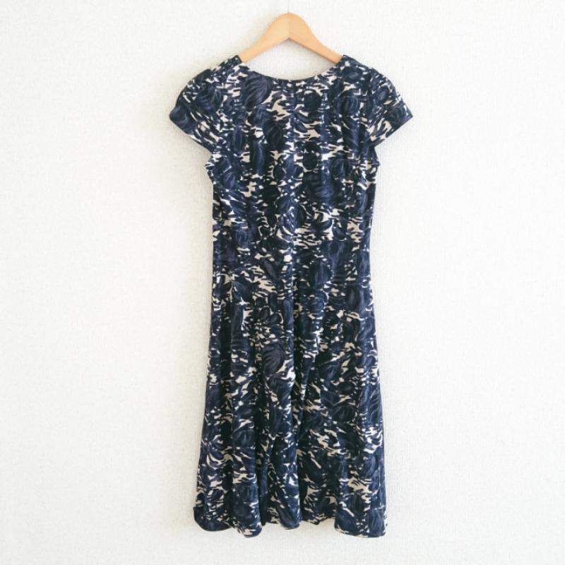 リブラン Lis Blanc ワンピース ひざ丈スカート 38  紺 / ネイビー / X ベージュ / ベージュ / X 灰 / グレー /  レディース USED 古着 中古 10012730