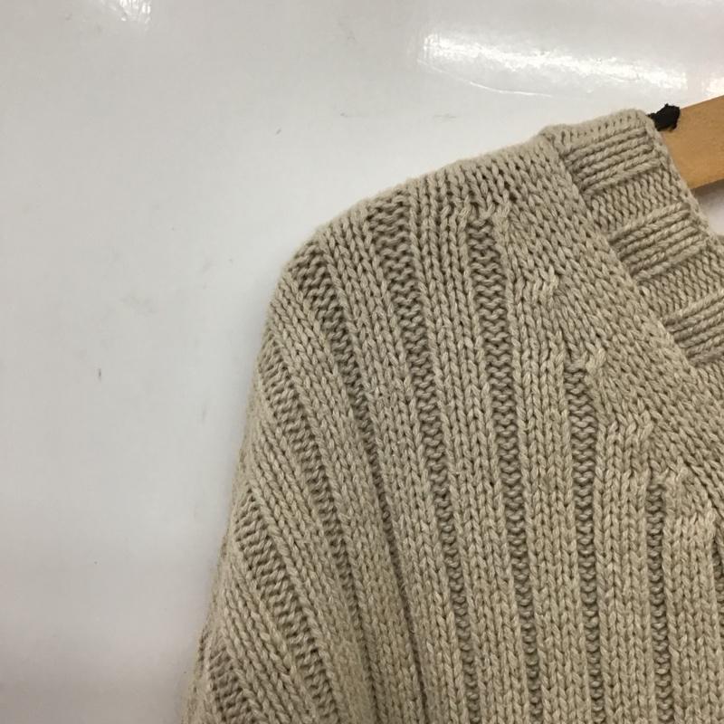 トミーヒルフィガー TOMMY HILFIGER ニット、セーター 長袖 長袖ニットカットソー クルーネック セーター L ロゴ、文字 ベージュ / ベージュ /  メンズ USED 古着 中古 10132379