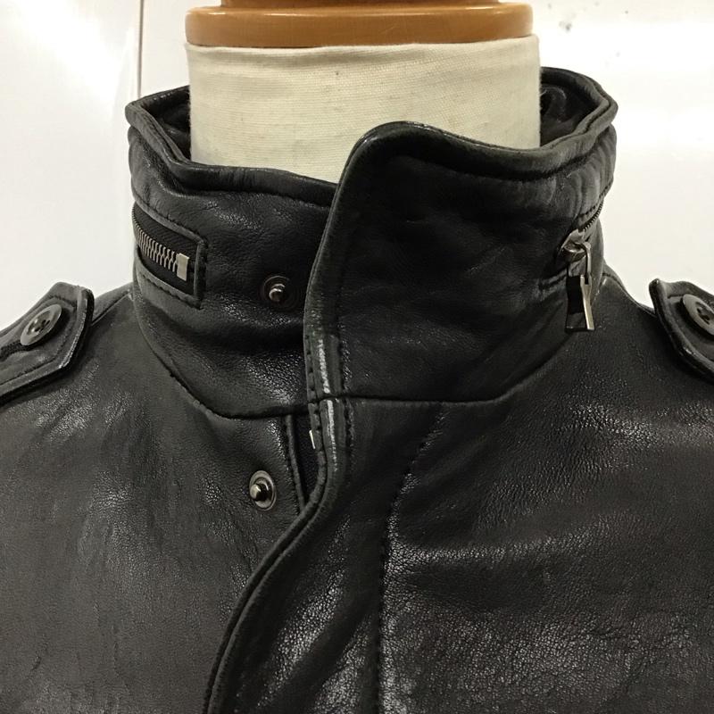 ポールスミス Paul Smith ジャケット、上着 レザージャケット ラムレザージャケット カラージャケット ジップアップジャケット M 無地 黒 / ブラック /  メンズ USED 古着 中古 10118287
