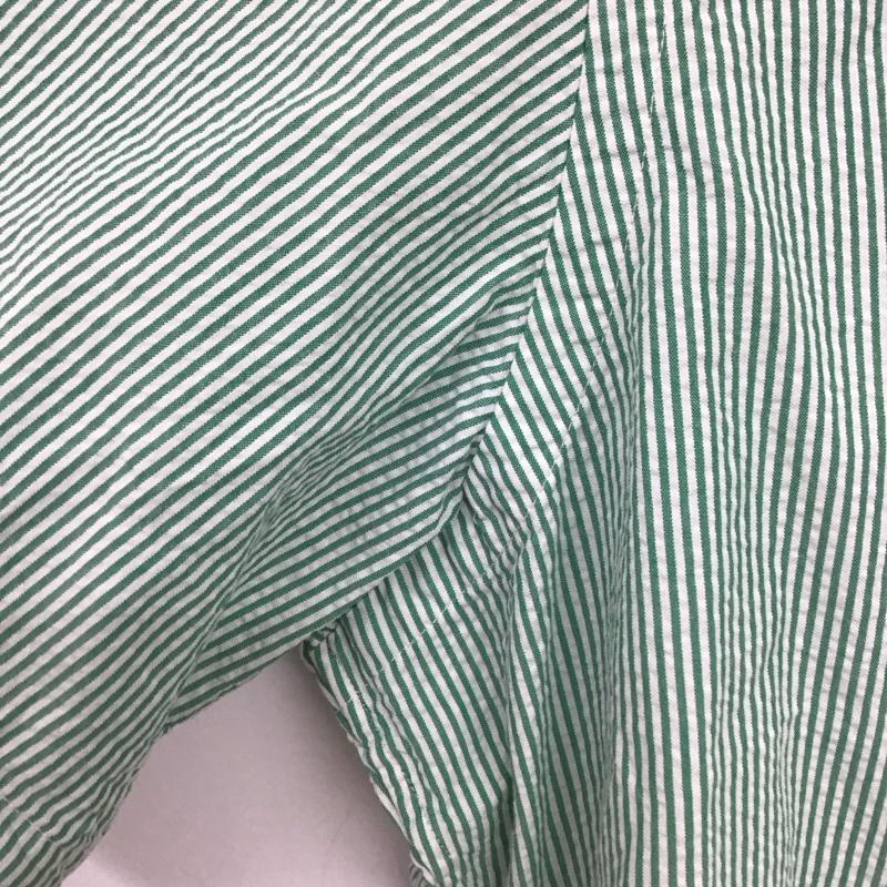ラルフローレン RALPHLAUREN シャツ、ブラウス 半袖 半袖シャツ チェックシャツ ボタンダウンシャツ L ボーダー柄 白 / ホワイト / X 薄緑 / ライトグリーン /  メンズ USED 古着 中古 10148139