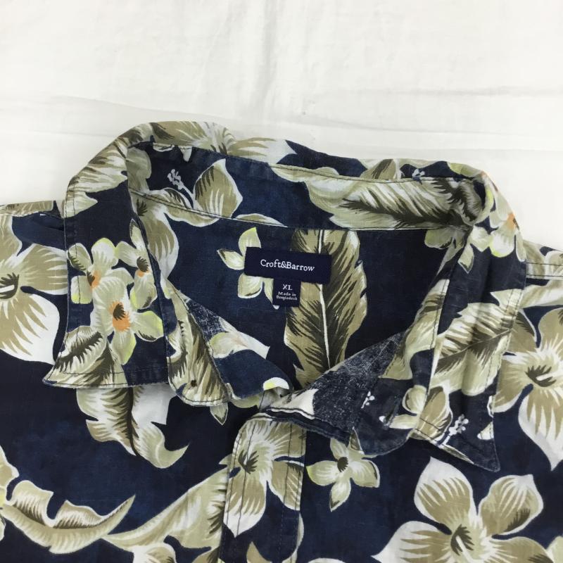 ＵＳフルギ US古着 シャツ、ブラウス 半袖 LL 花柄 X 総柄 紺 / ネイビー / X 白 / ホワイト / X ベージュ / ベージュ /  メンズ USED 古着 中古 10133527