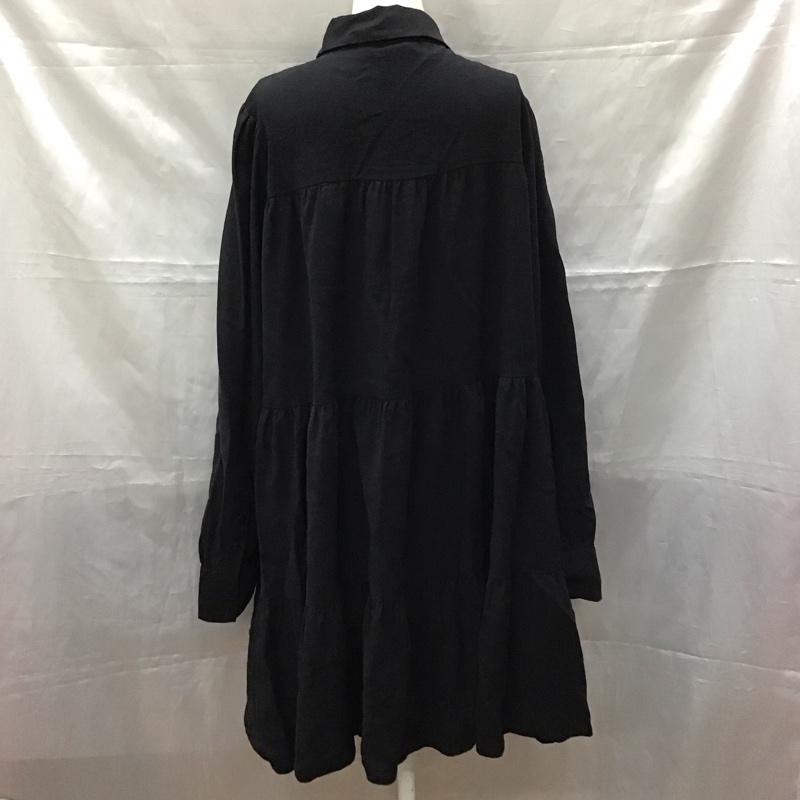 ザラ ZARA ワンピース ひざ丈スカート 7901 355 800 ティアードシャツワンピ 長袖 XL 無地 黒 / ブラック /  レディース USED 古着 中古 10112461
