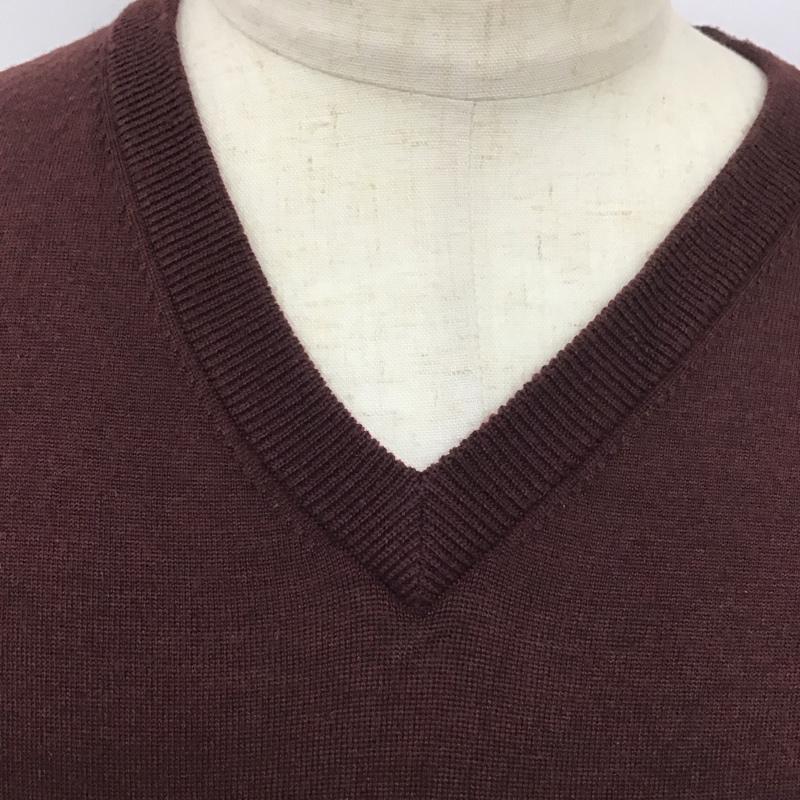 ブルックスブラザーズ BROOKS BROTHERS ニット、セーター 長袖 長袖ニットカットソー ニット セーター Vネックニット M 無地 えんじ / ワインレッド /  メンズ USED 古着 中古 10112790