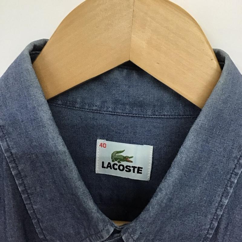 ラコステ LACOSTE シャツ、ブラウス 半袖 半袖シャツ デニムシャツ ボタンダウンシャツ 40 ロゴ、文字 青 / ブルー /  メンズ USED 古着 中古 10132809