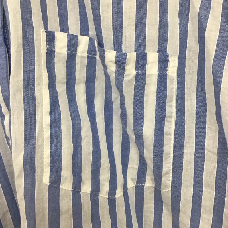 ザラベーシック ZARA BASIC シャツ、ブラウス 長袖 L ストライプ 白 / ホワイト / X 水色 / ライトブルー /  レディース USED 古着 中古 10133659