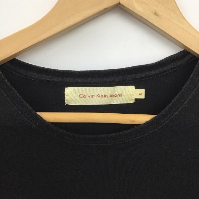 カルヴァン クライン ジーンズ Calvin Klein Jeans Tシャツ 半袖 半袖カットソー プリントTシャツ クルーネックカットソー M ロゴ、文字 黒 / ブラック /  メンズ USED 古着 中古 10148249