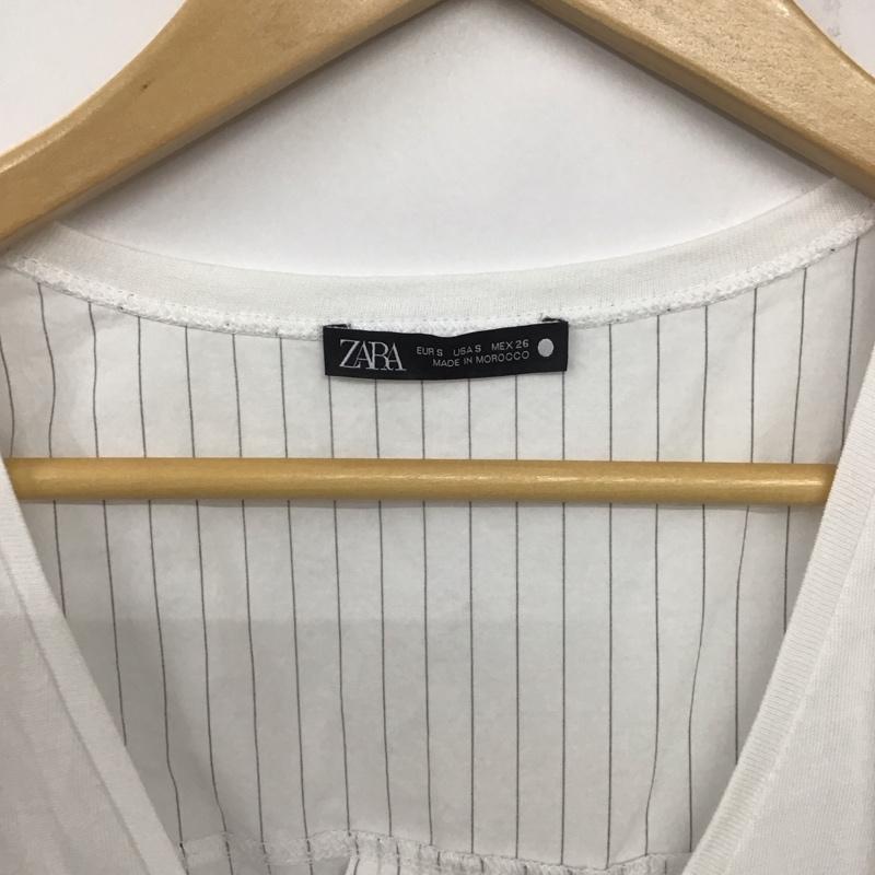 ザラ ZARA カットソー 半袖 S 無地 X ストライプ 白 / ホワイト /  レディース USED 古着 中古 10140395