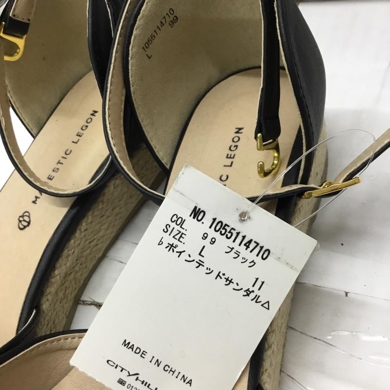 マジェスティックレゴン MAJESTIC LEGON サンダル サンダル 1055114710 ストラップ ポインテッドサンダル L 無地 黒 / ブラック /  レディース USED 古着 中古 10119663