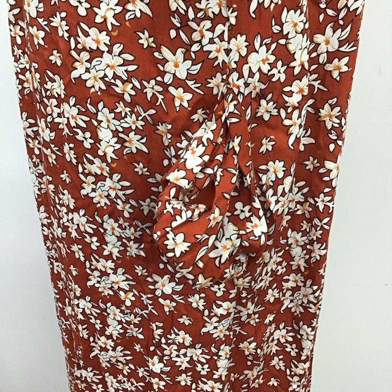 古着 USED ワンピース ロングスカート ZANZEA 半袖 前開き Vネック S 花柄 茶 / ブラウン /  レディース USED 古着 中古 10115323
