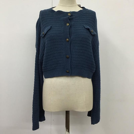 ザラ ZARA カーディガン 長袖 9598 080 200 クロップドニット ショート丈 タグ付き S 無地 青 / ブルー /  レディース USED 古着 中古 10116683