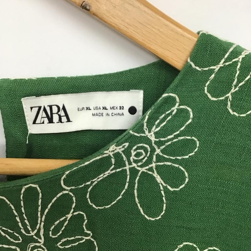 ザラ ZARA ワンピース ロングスカート 長袖ワンピース ロングワンピース フレアスカート XL 刺繍 緑 / グリーン /  レディース USED 古着 中古 10135448