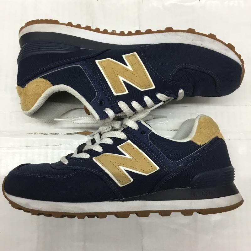 ニューバランス New Balance スニーカー スニーカー ML574BC2 ローカット 25.5cm 25.5cm ロゴ、文字 紺 / ネイビー / X ベージュ / ベージュ /  メンズ USED 古着 中古 10121818