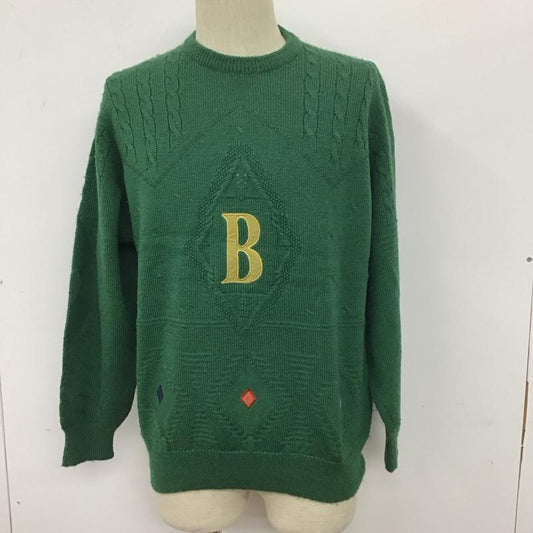 バーバリーズ BURBERRYS ニット、セーター 長袖 長袖ニットカットソー ニット セーター クルーネックニット L ロゴ、文字 緑 / グリーン /  メンズ USED 古着 中古 10110807