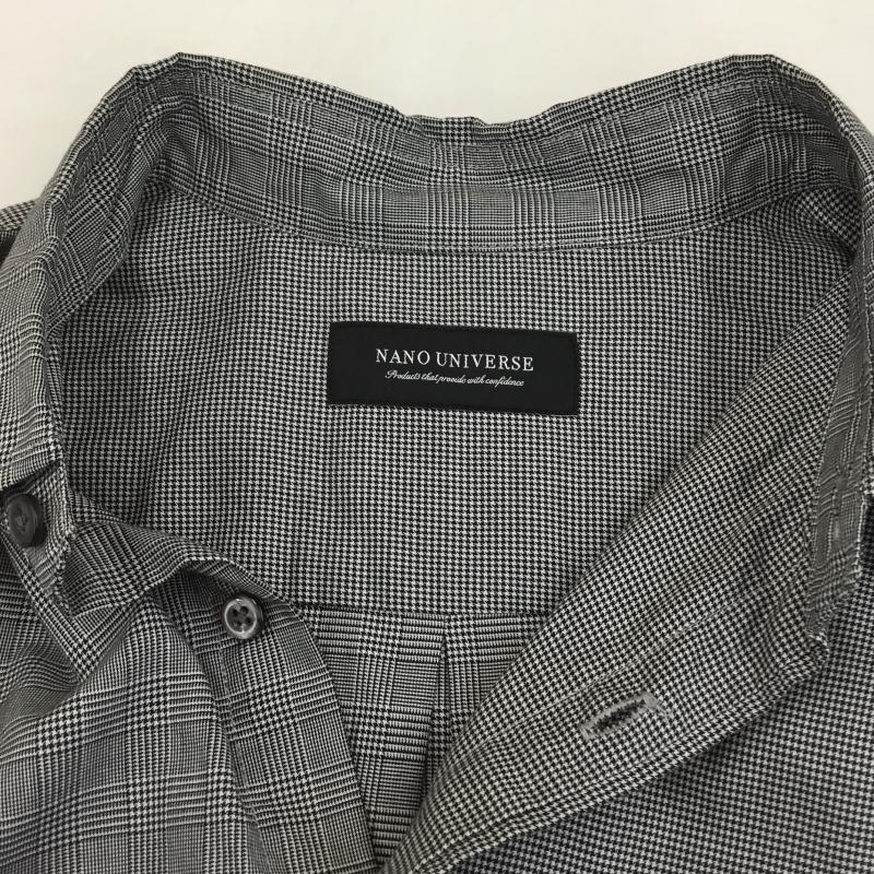 ナノユニバース nano・universe シャツ、ブラウス 長袖 NANO UNIVERSE クレイジーチェックワイドシャツ　668-9220026 M チェック 白 / ホワイト / X 黒 / ブラック /  メンズ USED 古着 中古 10127623